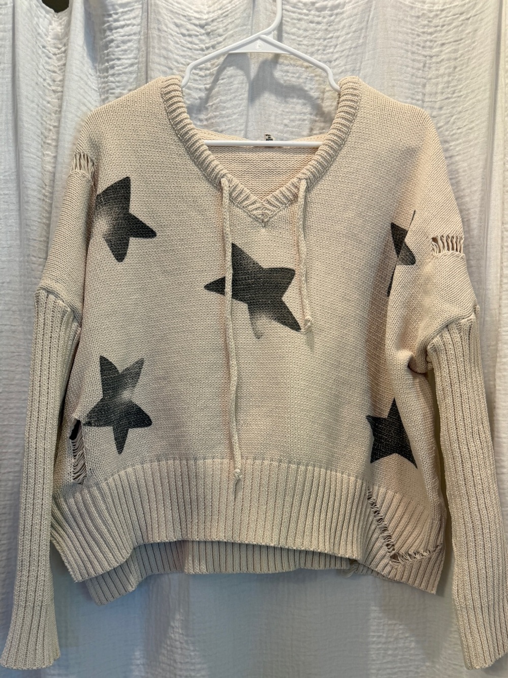 POL Beige Sweater with Black Star Motif